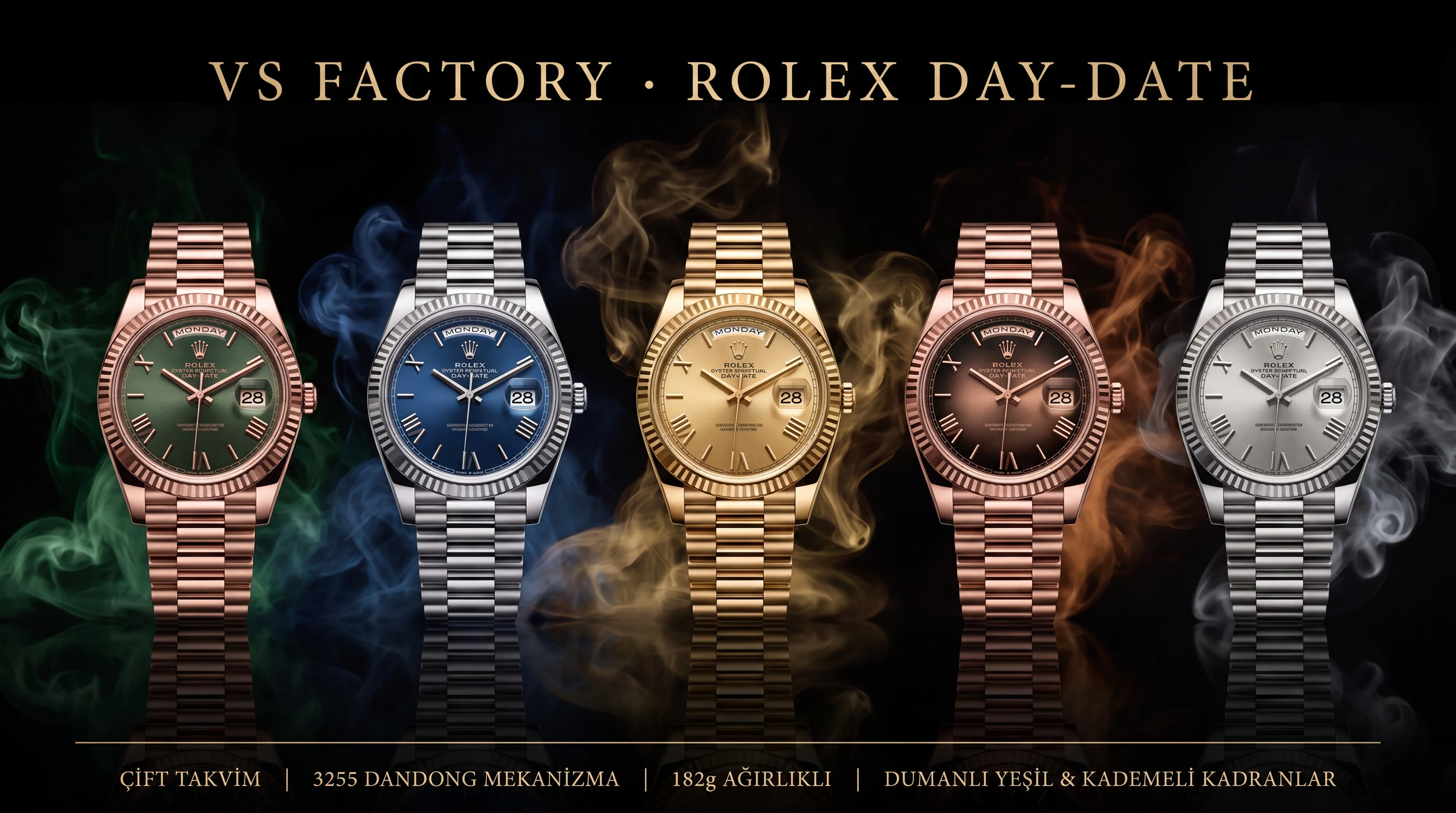 VS Factory Rolex Day-Date 40 182g Ağırlıklı Dandong 3255 Mekanizma İncelemesi