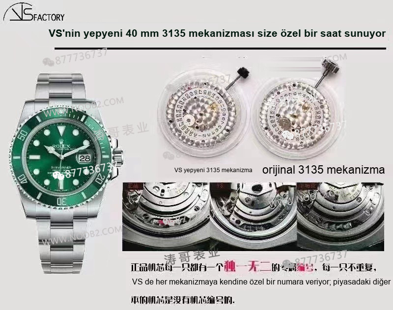 40 mm su hayaleti 3135 mekanizma serisinde VS Factory mı yoksa Clean mi seçilmeli? — 2. fotoğraf