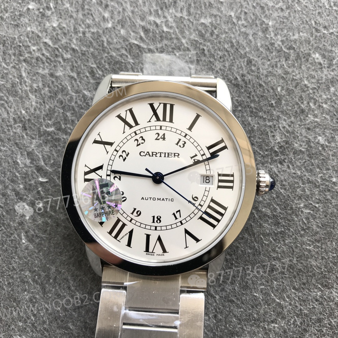 AF Factory Cartier London RONDE erkek 42 mm serisi, beyaz kadran çelik bilezik — 7. fotoğraf