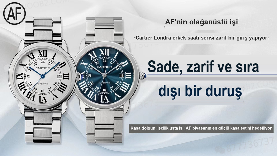 AF Factory Cartier Londra RONDE erkek 42 mm serisi mavi kadranlı çelik bilezik — 1. fotoğraf