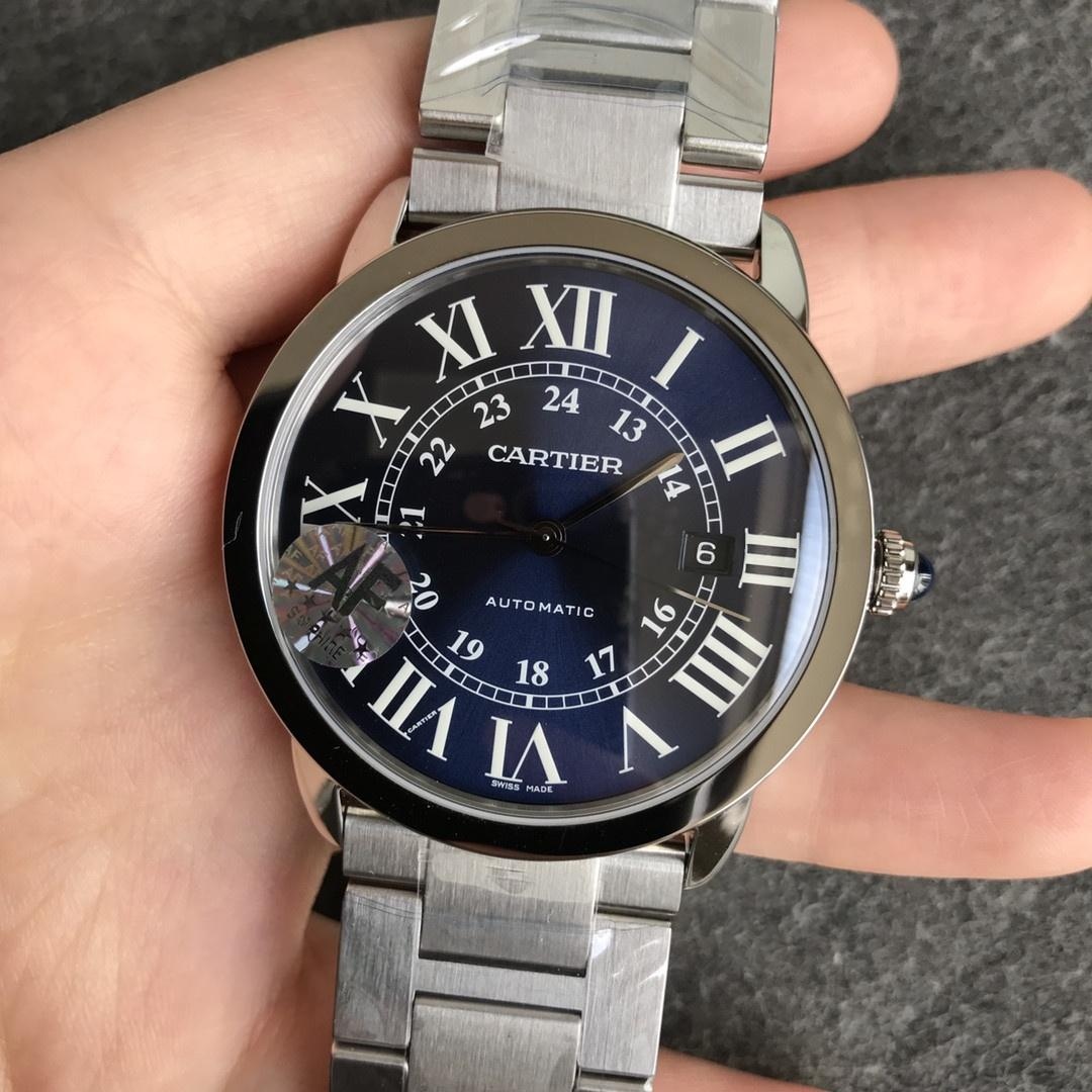 AF Factory Cartier Londra RONDE erkek 42 mm serisi mavi kadranlı çelik bilezik — 2. fotoğraf
