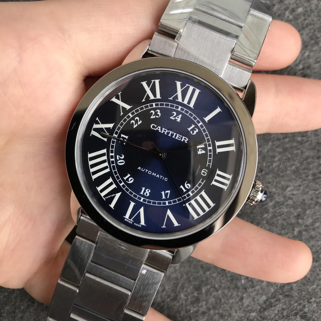 AF Factory Cartier Londra RONDE erkek 42 mm serisi mavi kadranlı çelik bilezik — 3. fotoğraf