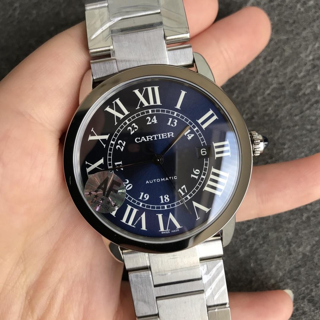 AF Factory Cartier Londra RONDE erkek 42 mm serisi mavi kadranlı çelik bilezik — 4. fotoğraf