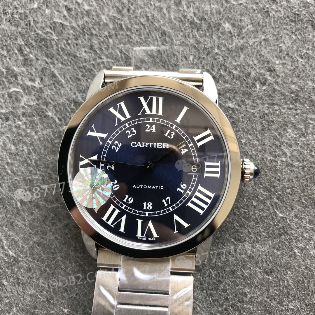 AF Factory Cartier Londra RONDE erkek 42 mm serisi mavi kadranlı çelik bilezik — 7. fotoğraf