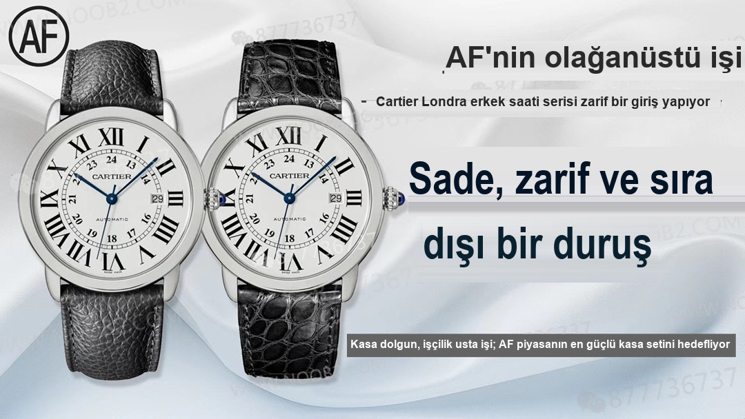AF Factory Cartier Londra RONDE erkek 42 mm serisi, TOGO deri çabuk sökülen kayışlı — 1. fotoğraf