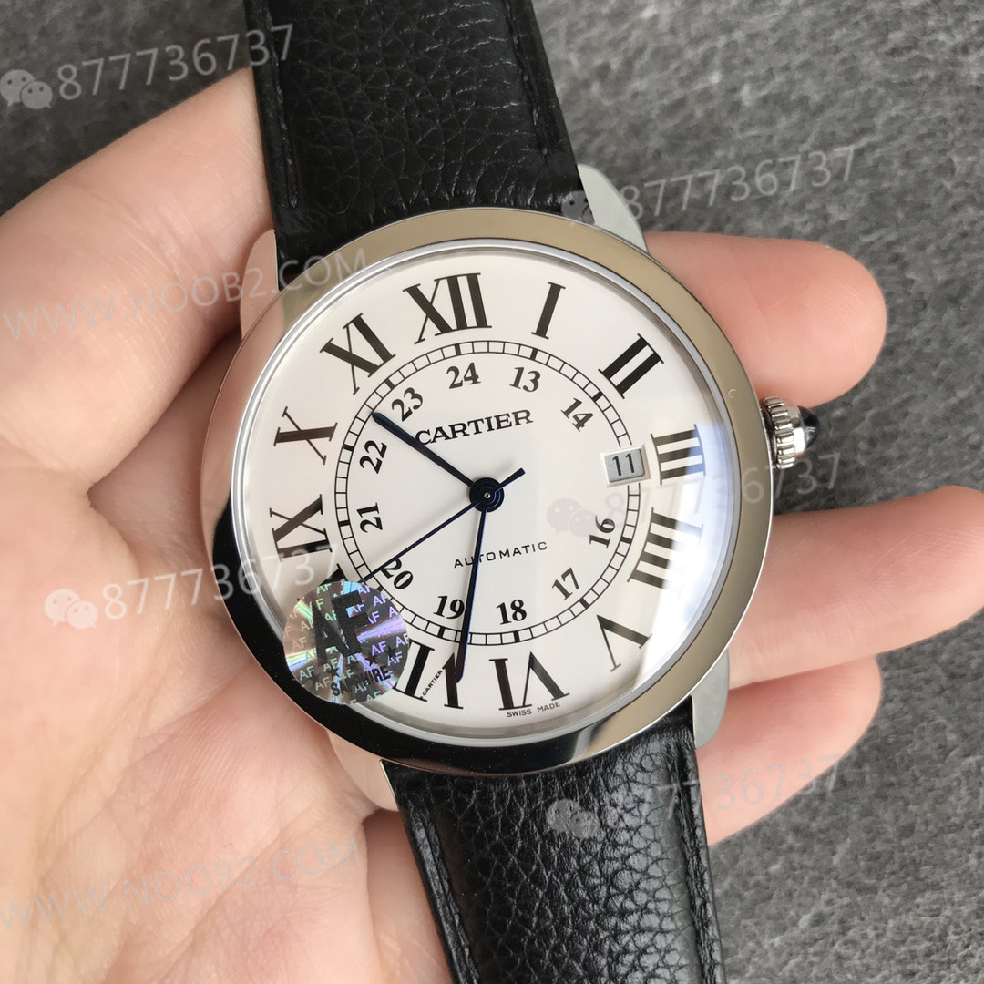 AF Factory Cartier Londra RONDE erkek 42 mm serisi, TOGO deri çabuk sökülen kayışlı — 4. fotoğraf