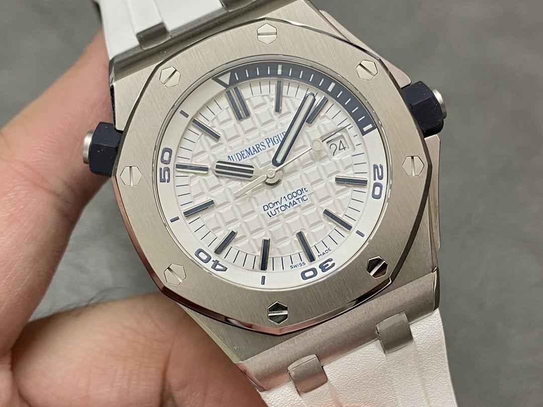 APS Factory Audemars Piguet 15710 yeşil ve beyaz kadranlı 3120 entegre mekanizmanın işçiliği nasıl? — 6. fotoğraf