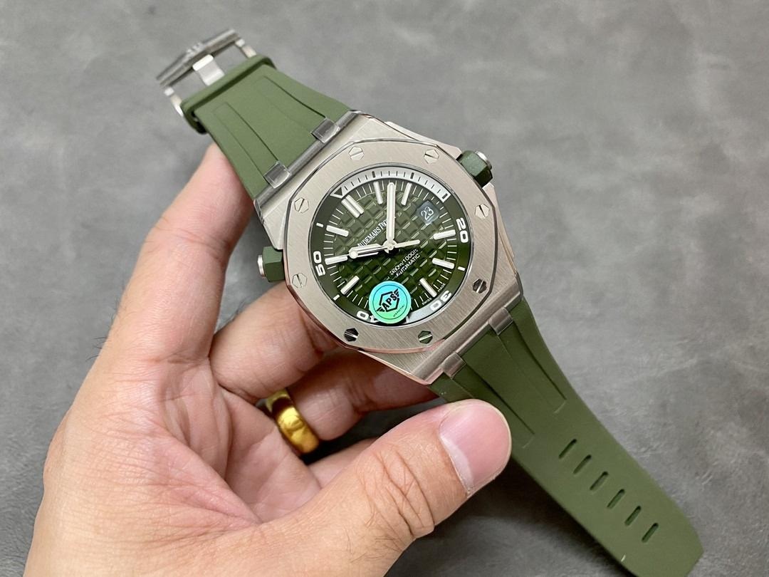 APS Factory Audemars Piguet 15710 yeşil ve beyaz kadranlı 3120 entegre mekanizmanın işçiliği nasıl? — 9. fotoğraf