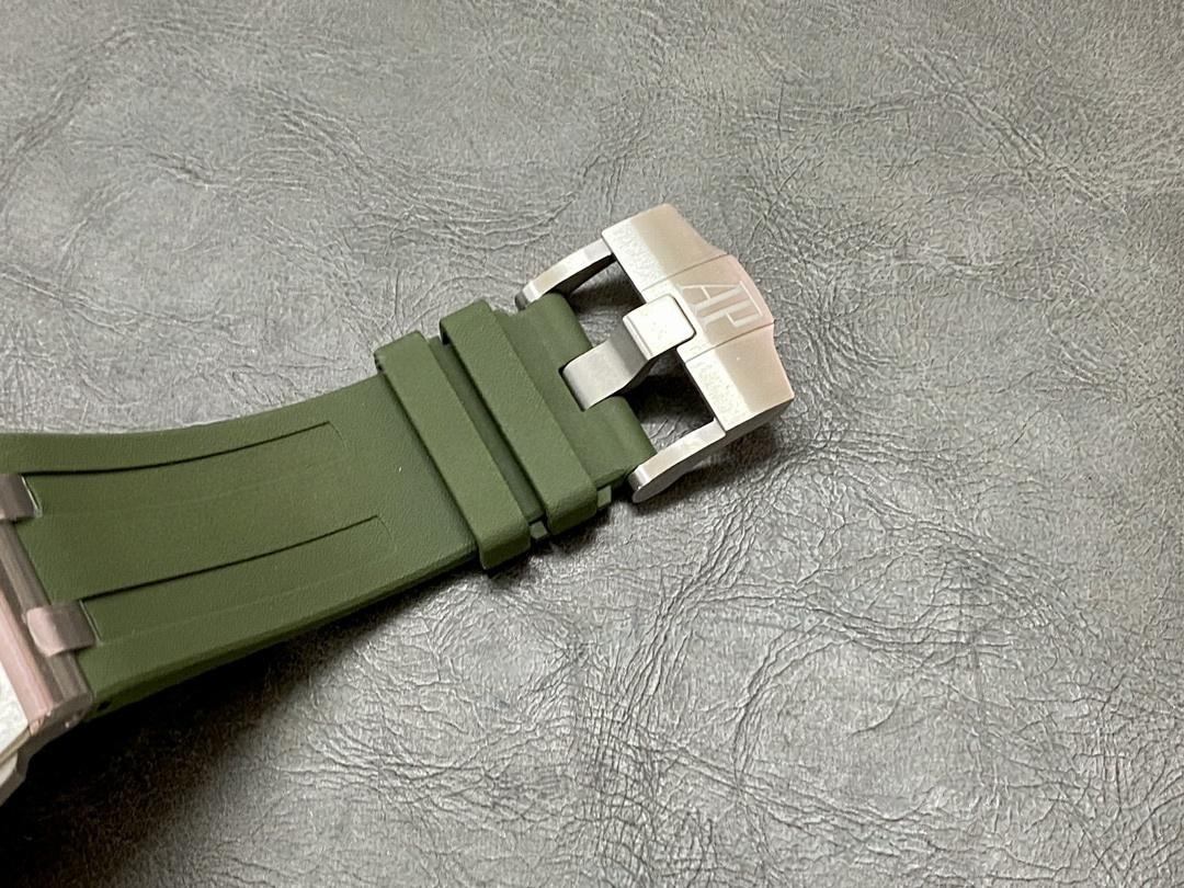 APS Factory Audemars Piguet 15710 yeşil ve beyaz kadranlı 3120 entegre mekanizmanın işçiliği nasıl? — 14. fotoğraf
