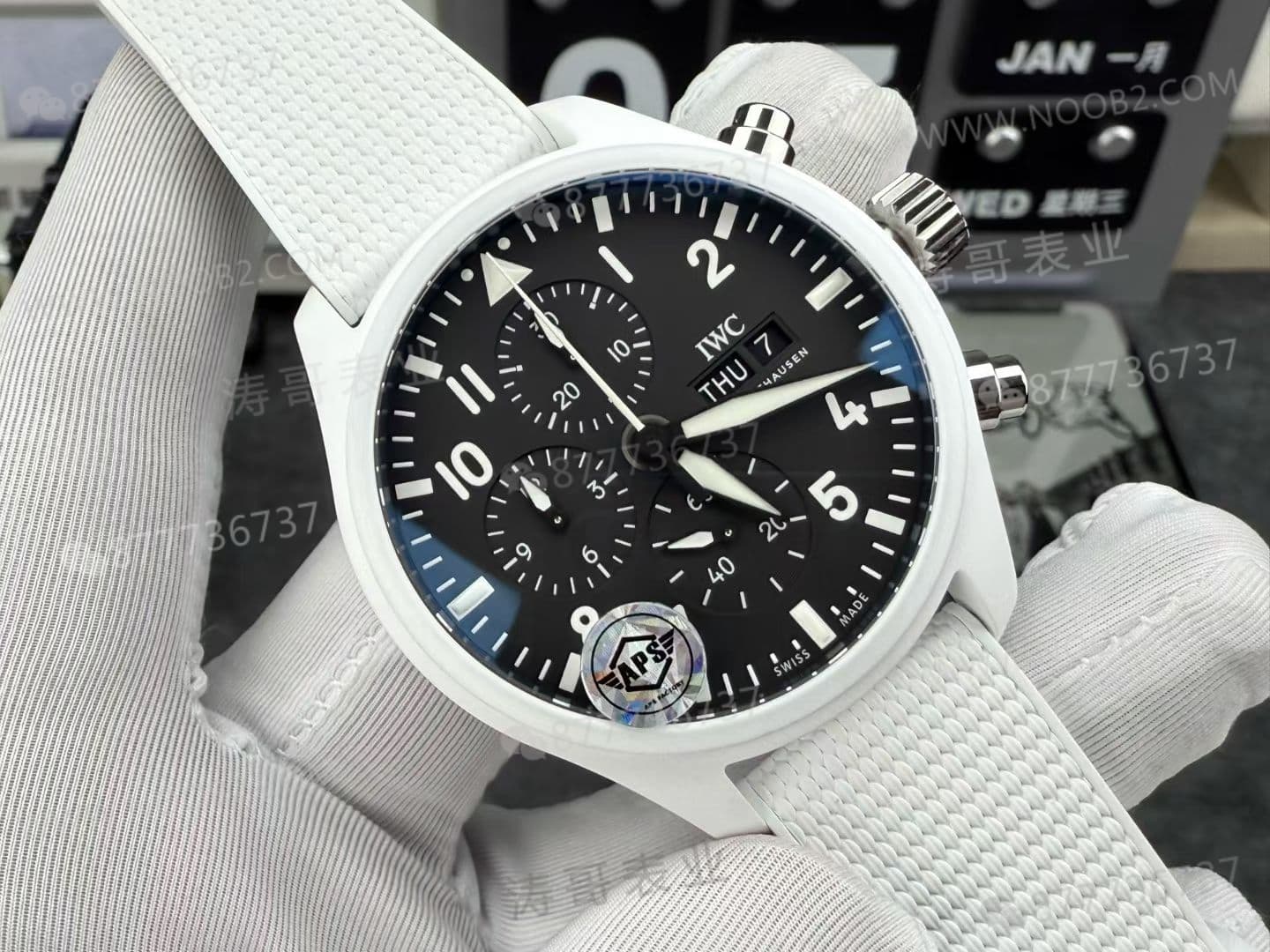 APS Factory IWC Pilot Kronograf Siyah/Beyaz Seramik Lake Tahoe Özel Serisi, Dandong tek parça mekanizmalı — kararlılığı nasıl? — 8. fotoğraf