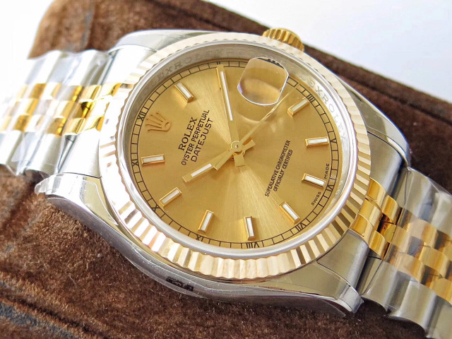 ARF Factory V2 Edition Replika Rolex Datejust 36 mm Two Tone Sarı Altın ve Clone SH3135 Mekanizma — 4. fotoğraf