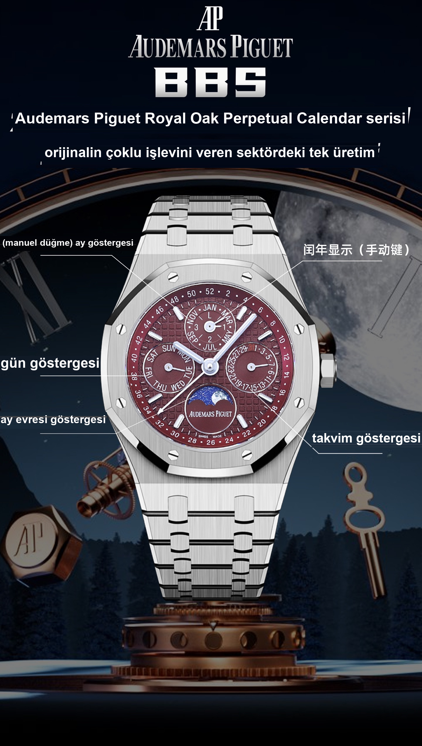 Audemars Piguet replikada yeni bir zirve: BBS Factory 2025 iddialı sunumuyla karşınızda — Royal Oak Perpetual Calendar V2 yükseltilmiş sürüm, replikanın zirvesini yeniden tanımlıyor! — 23. fotoğraf