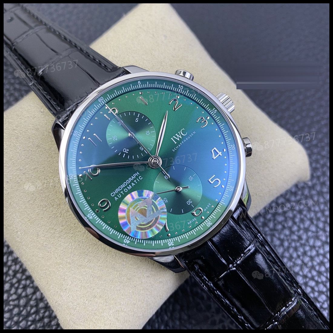 AZ Factory IWC Portugieser yeşil kadranlı, 150. yıl kronografı, arkası şeffaf: işçilik gerçekten nasıl? — 3. fotoğraf