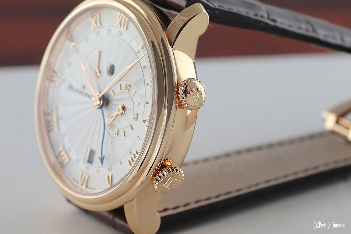 Blancpain Villeret Reveil GMT İnceleme kurma kolu kasa kulaklar