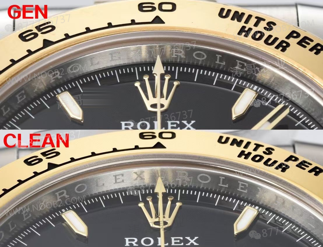 Clean/Clean Daytona çelik-altın 4131 mekanizma 126503 gerçek-replika karşılaştırması — 5. fotoğraf