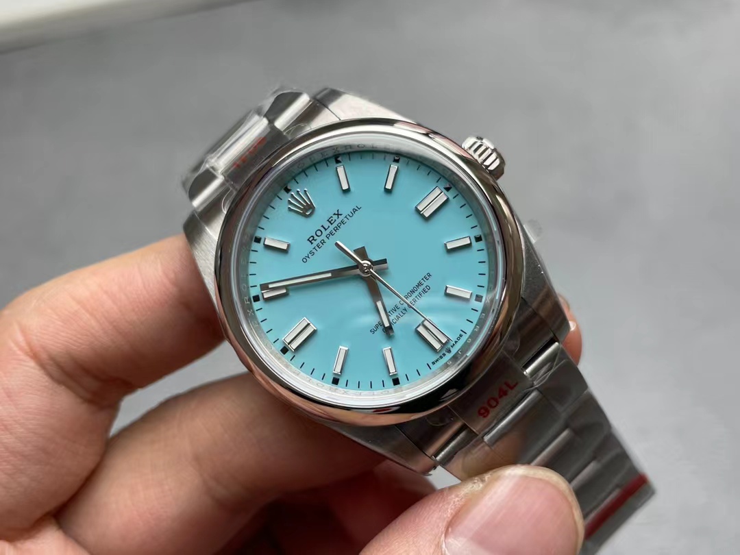 EW Factory Replika Rolex Oyster Perpetual Tiffany Mavi 36mm