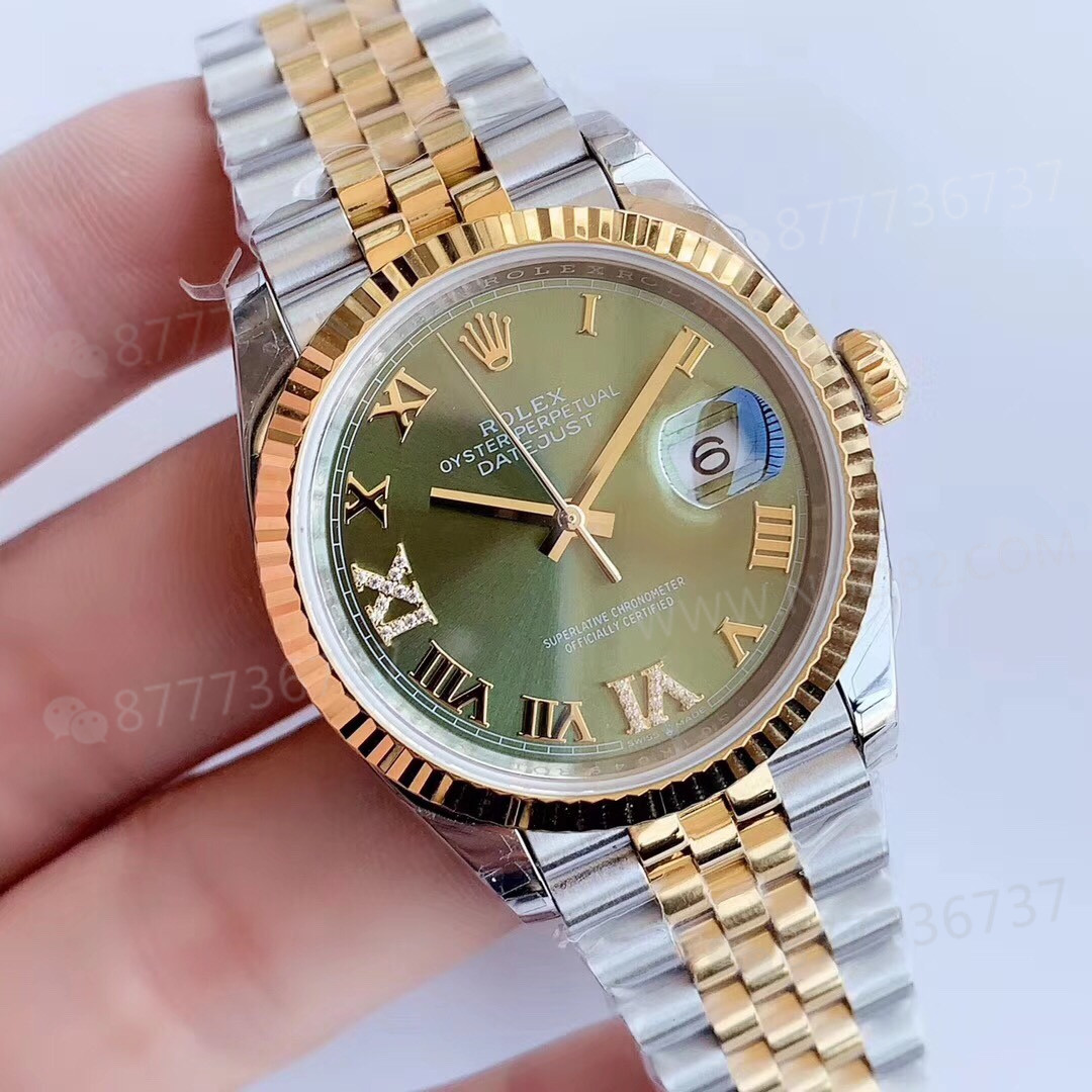 EW Factory Rolex Datejust 128238 altın-çelik yeşil kadran işçiliği nasıl? — 2. fotoğraf