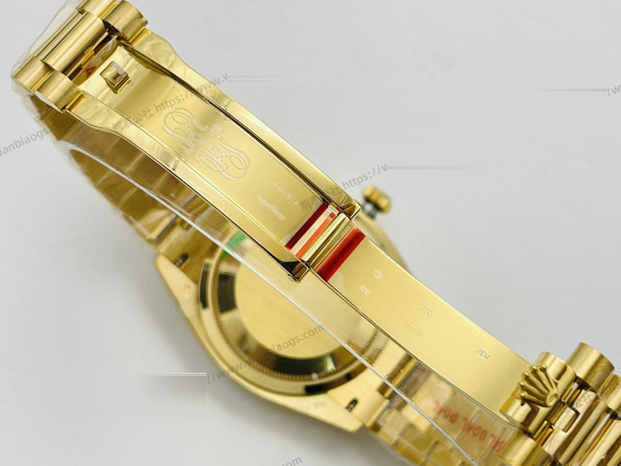 EW Factory Rolex Day-Date 40 mm serisi 3255 mekanizma (18K elmas kakmalı yeşil kadran) saat incelemesi — 8. fotoğraf
