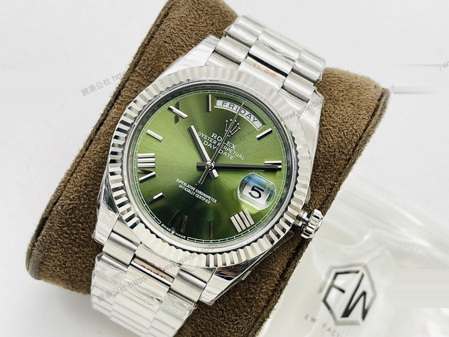 EW Factory Rolex Day-Date 40 mm serisi 3255 mekanizmalı (yeşil kadran) saat incelemesi — 2. fotoğraf