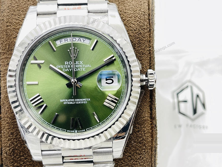 EW Factory Rolex Day-Date 40 mm serisi 3255 mekanizmalı (yeşil kadran) saat incelemesi — 3. fotoğraf