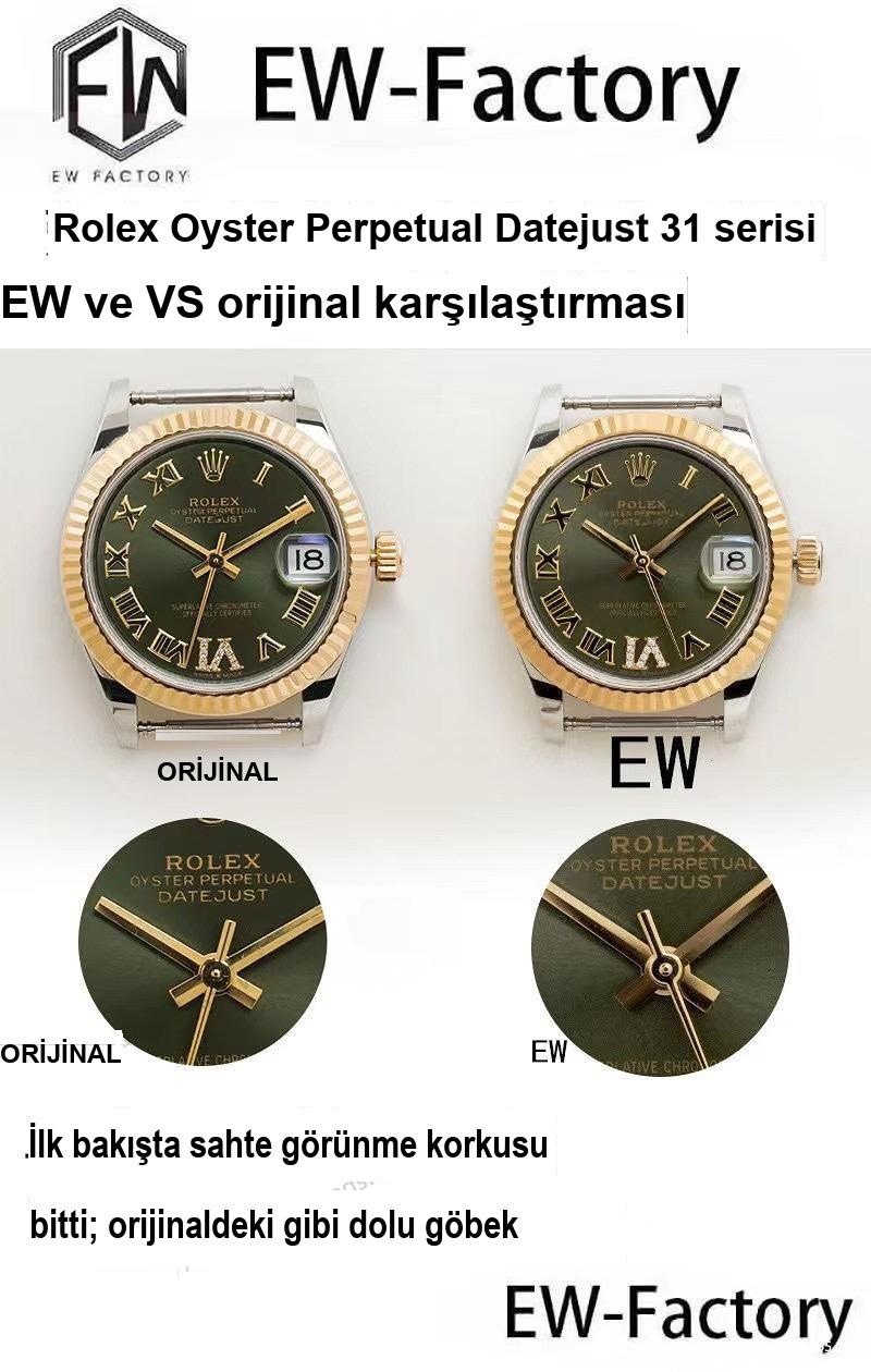 EW Factory Rolex Oyster Perpetual Datejust 31 mm - Orijinalle Karşılaştırma — 3. fotoğraf