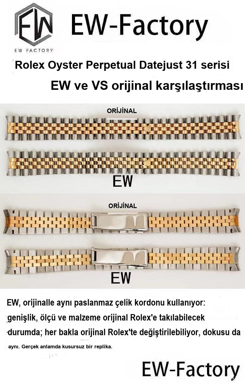 EW Factory Rolex Oyster Perpetual Datejust 31 mm - Orijinalle Karşılaştırma — 6. fotoğraf