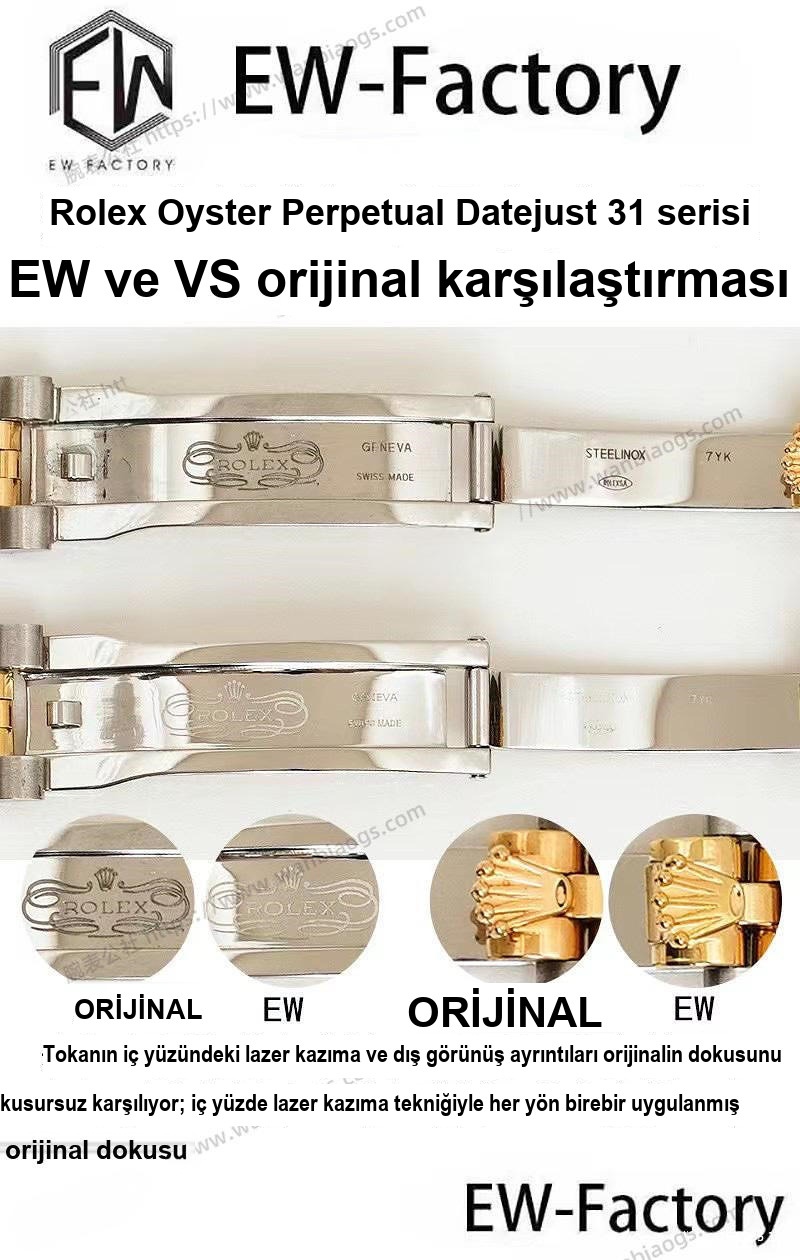 EW Factory Rolex Oyster Perpetual Datejust 31 mm - Orijinalle Karşılaştırma — 7. fotoğraf
