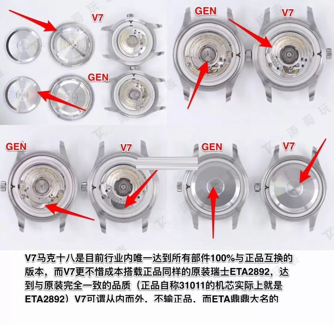 Gerçek İsviçre mekanizmalı V7 Factory IWC Mark XVIII ETA2892 mekanizmasının orijinalle karşılaştırmalı incelemesi — 9. fotoğraf