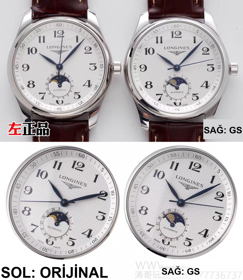 Gerçek-replika incelemesi: 2019 yeni GS Factory Longines Master Collection ay evreli, orijinaliyle karşılaştırma — almaya değer mi? — 3. fotoğraf