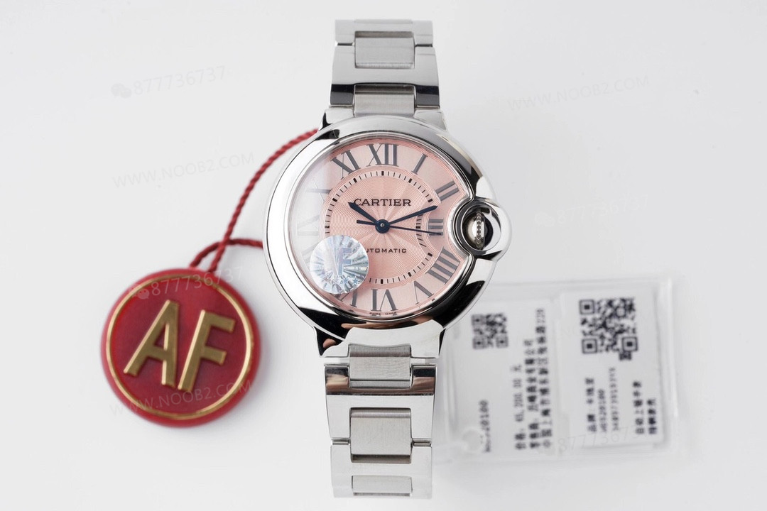 Gerçek-replika karşılaştırması: AF Factory Cartier Ballon Bleu 33 mm pembe kadran 076 orijinal mekanizma bir bakışta ele verir mi? — 3. fotoğraf