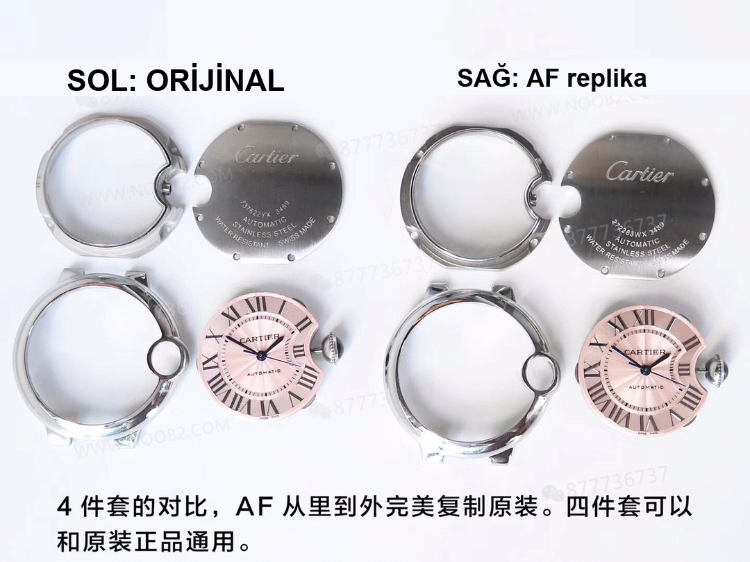 Gerçek-replika karşılaştırması: AF Factory Cartier Ballon Bleu 33 mm pembe kadran 076 orijinal mekanizma bir bakışta ele verir mi? — 16. fotoğraf