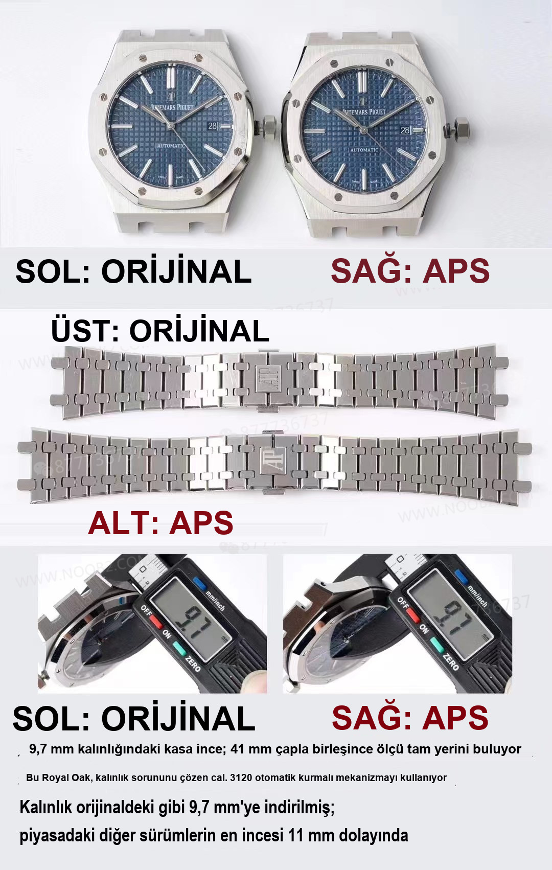 Gerçek-replika karşılaştırması: APS Factory Audemars Piguet Royal Oak 15400 entegre 3120 mekanizması — 2. fotoğraf