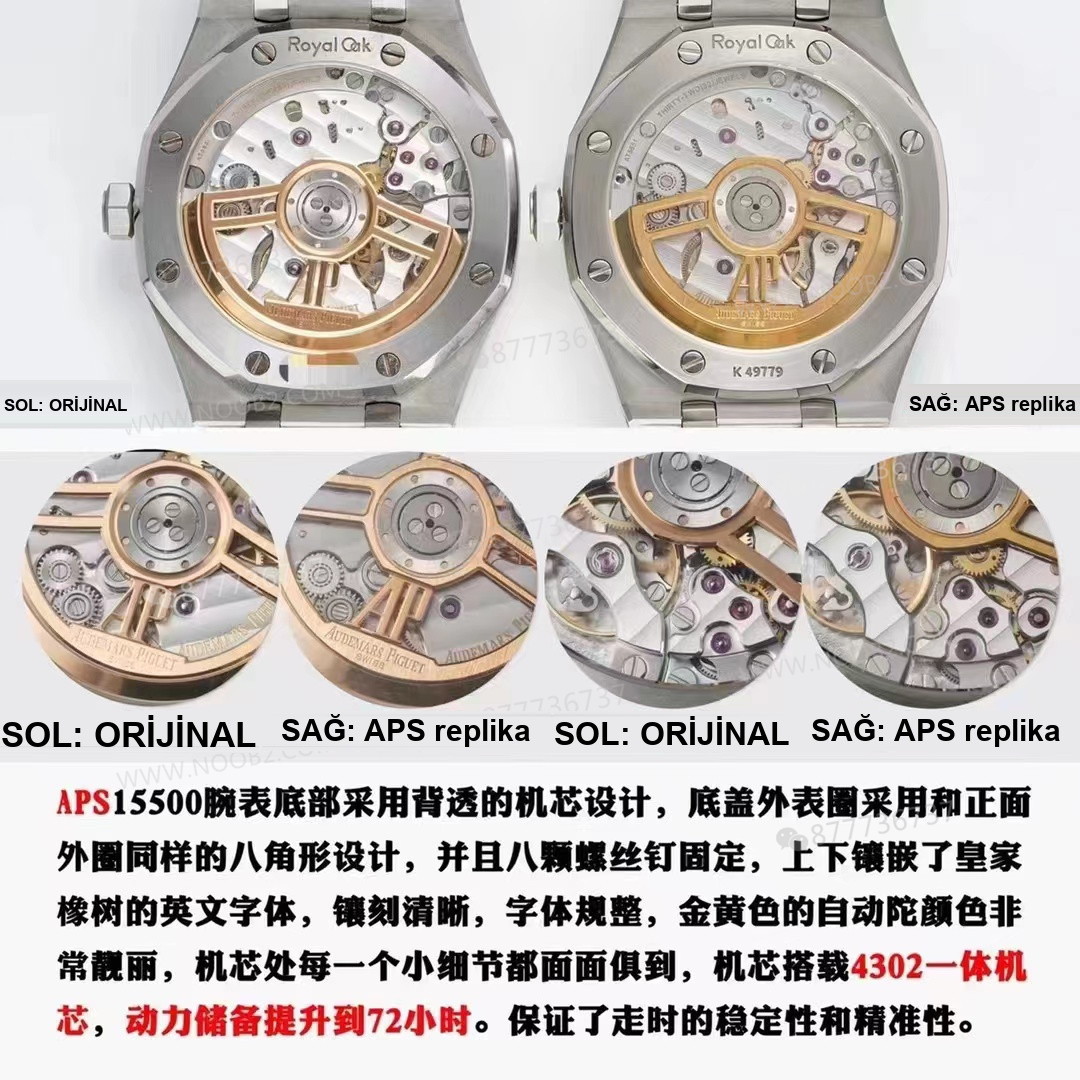 Gerçek-replika karşılaştırması: APS Factory Audemars Piguet Royal Oak 15500'ün yükseltilmiş 4302 entegre mekanizmasının işçiliği nasıl? — 6. fotoğraf