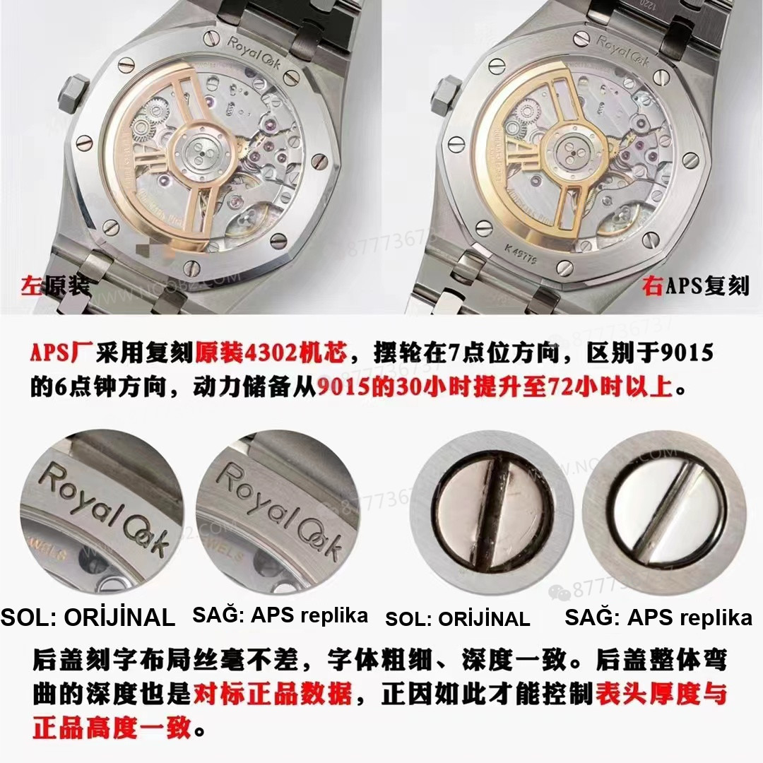 Gerçek-replika karşılaştırması: APS Factory Audemars Piguet Royal Oak 15500'ün yükseltilmiş 4302 entegre mekanizmasının işçiliği nasıl? — 7. fotoğraf