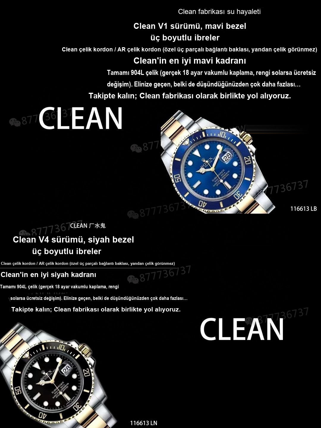 Gerçek-replika karşılaştırması: Clean iki renk siyah Submariner orijinaline rakip olabilir mi? — 2. fotoğraf