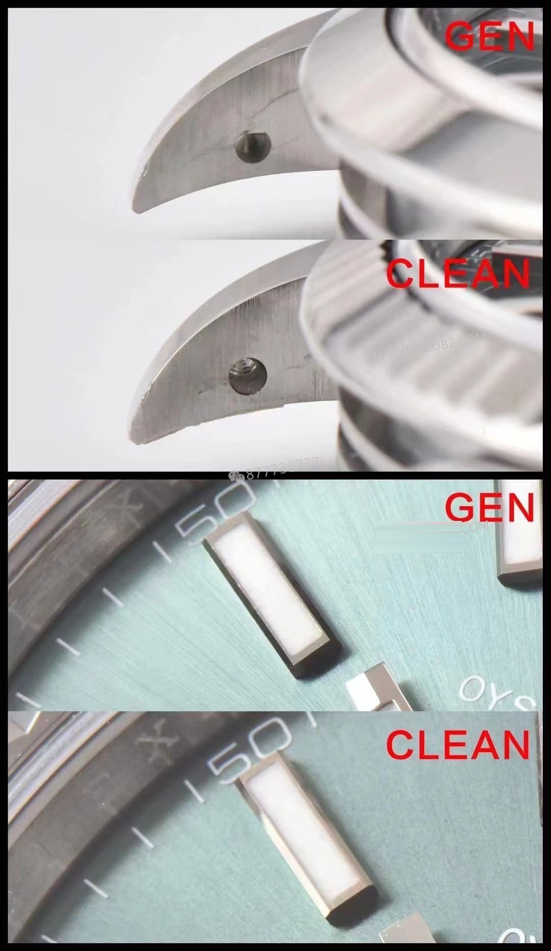 Gerçek-replika karşılaştırması: Clean Rolex Datejust nane yeşili kadran ilk bakışta replika belli olur mu? — 15. fotoğraf