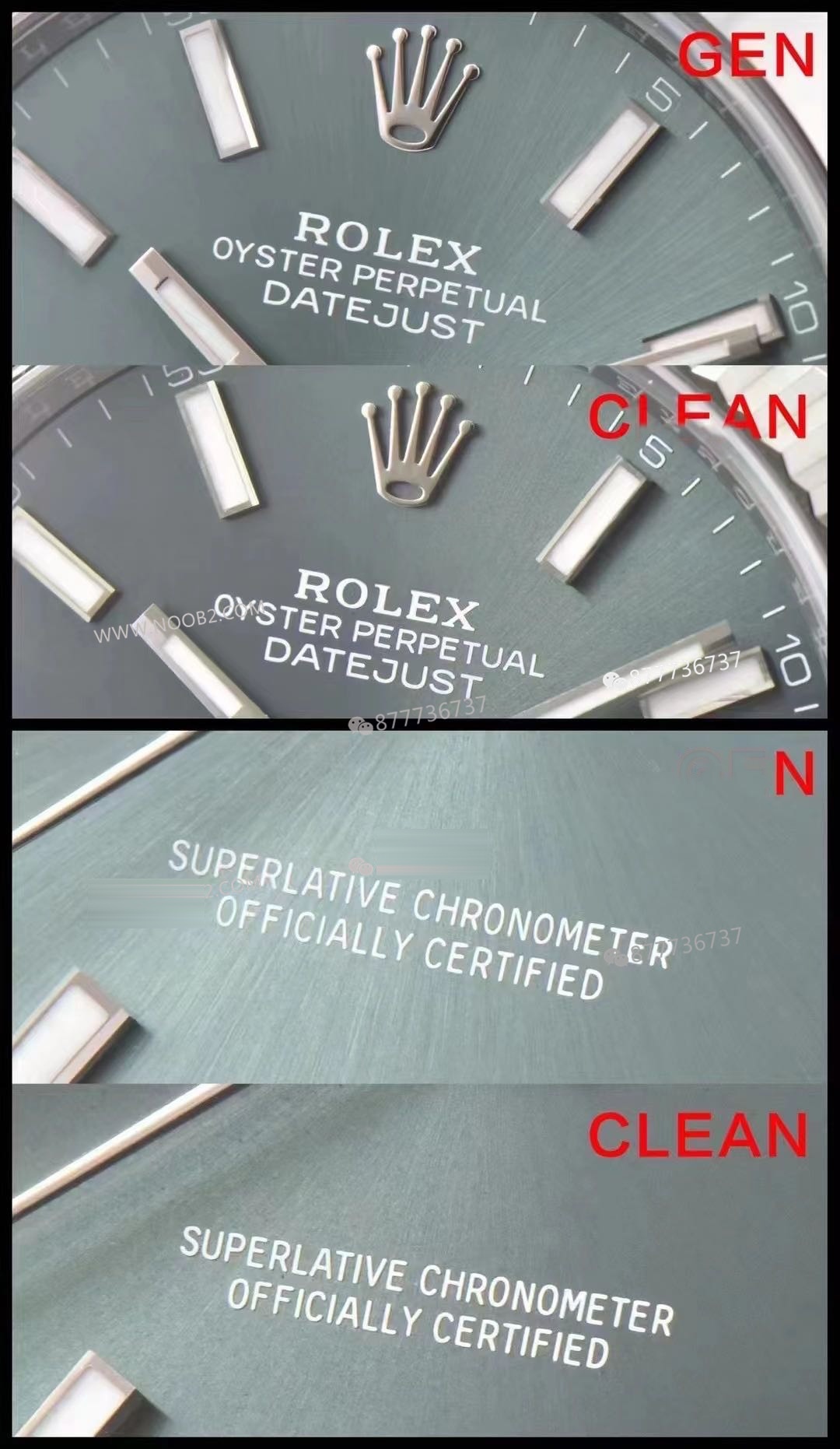 Gerçek-replika karşılaştırması: Clean Rolex Datejust nane yeşili kadran ilk bakışta replika belli olur mu? — 16. fotoğraf