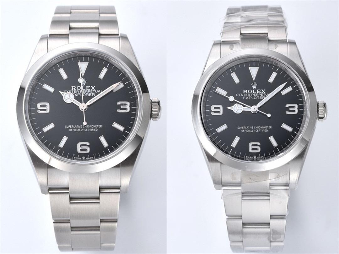 Gerçek-replika karşılaştırması: Clean Rolex Explorer I m124270, 3230 mekanizma, 36 mm — 1. fotoğraf