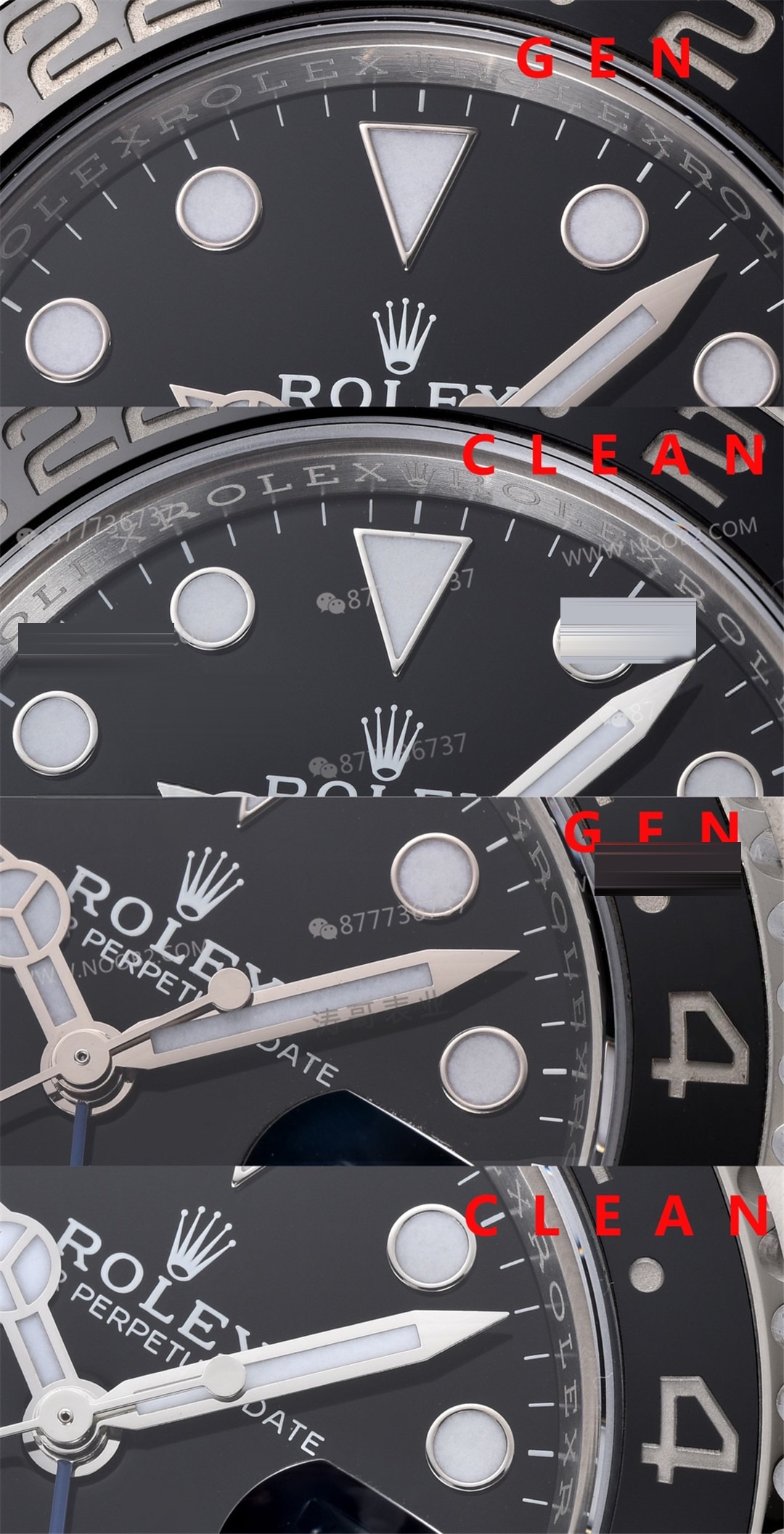 Gerçek-Replika Karşılaştırması: Clean Rolex GMT Inter Milan Bezel (Mavi-Siyah Bezel) — 22. fotoğraf