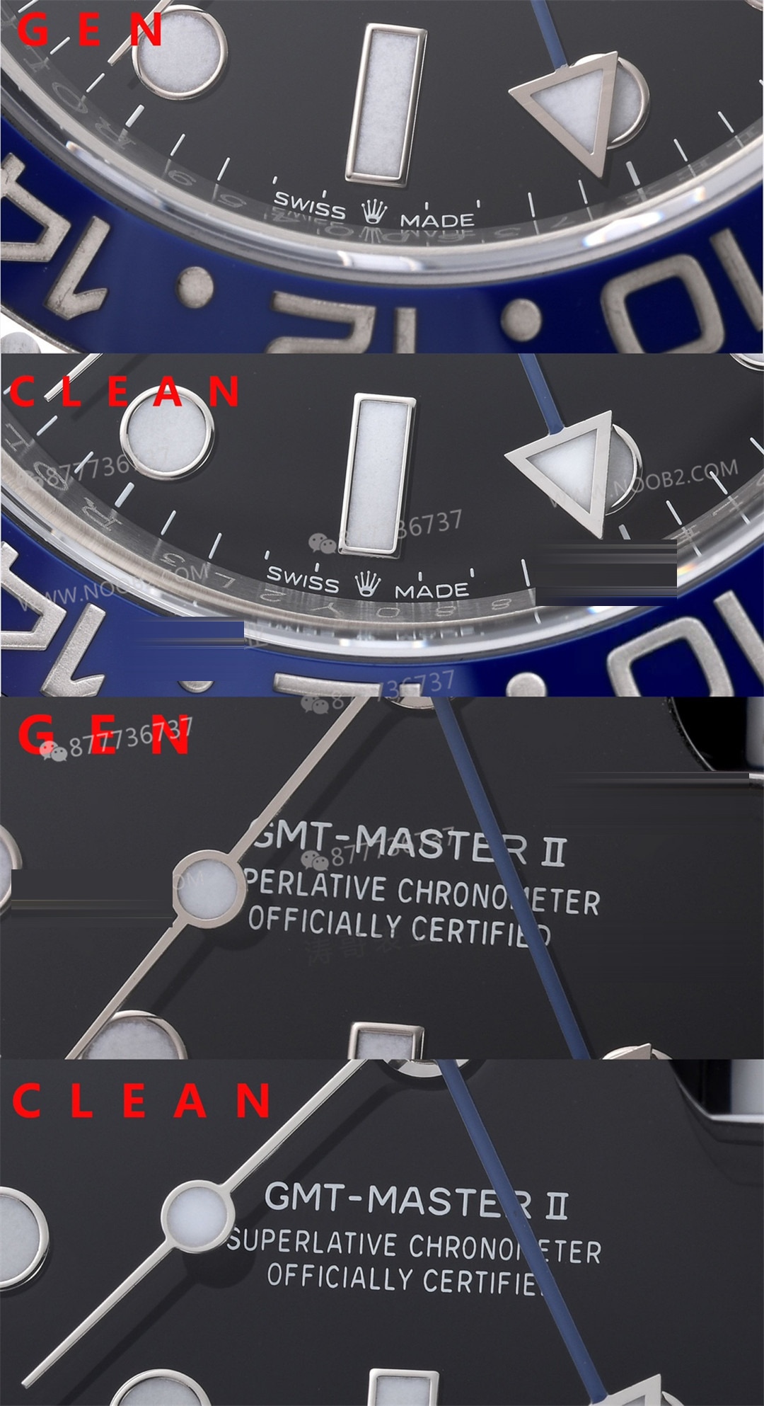 Gerçek-Replika Karşılaştırması: Clean Rolex GMT Inter Milan Bezel (Mavi-Siyah Bezel) — 24. fotoğraf