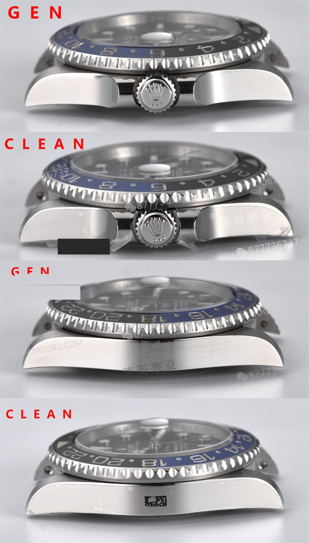 Gerçek-Replika Karşılaştırması: Clean Rolex GMT Inter Milan Bezel (Mavi-Siyah Bezel) — 25. fotoğraf