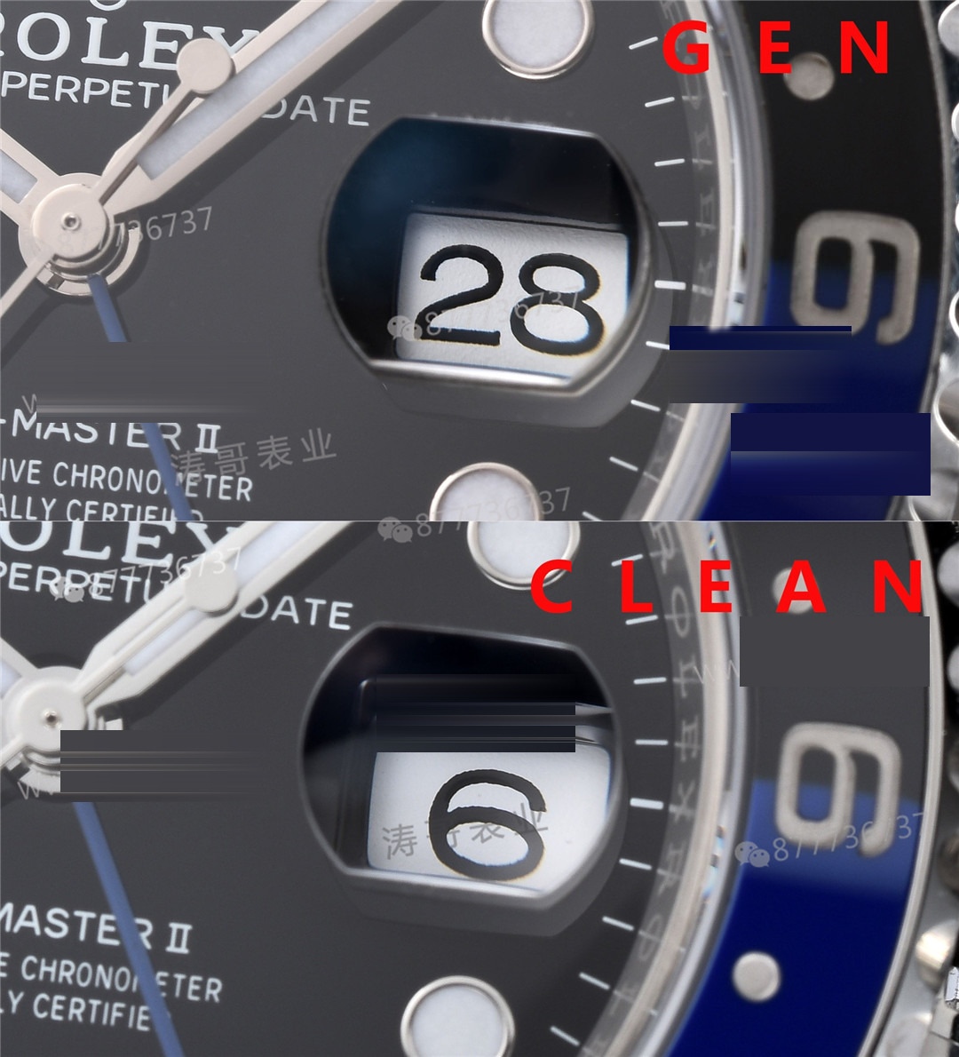 Gerçek-Replika Karşılaştırması: Clean Rolex GMT Inter Milan Bezel (Mavi-Siyah Bezel) — 26. fotoğraf