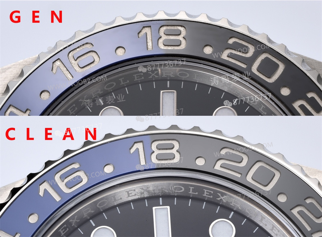 Gerçek-Replika Karşılaştırması: Clean Rolex GMT Inter Milan Bezel (Mavi-Siyah Bezel) — 27. fotoğraf
