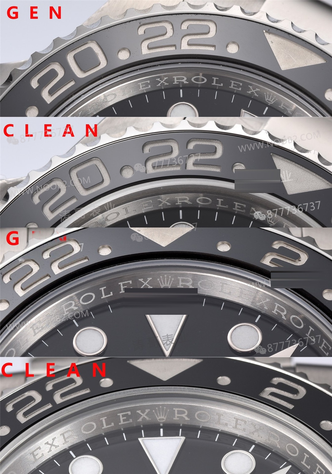 Gerçek-replika karşılaştırması: Clean Rolex GMT Sprite bezel Dandong 3285 mekanizması orijinaline uygun mu? — 22. fotoğraf
