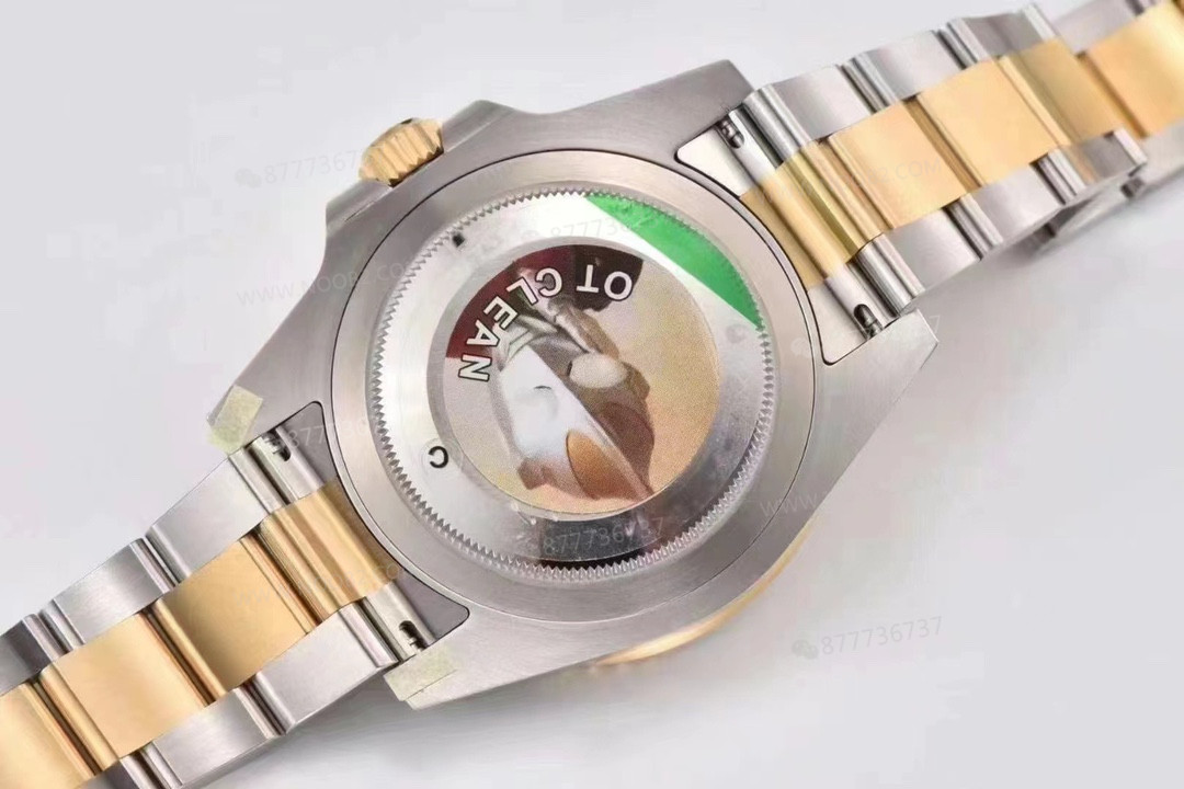 Gerçek-replika karşılaştırması: Clean Rolex iki renk (çelik-altın) GMT-Master 116713 replika saat — 18. fotoğraf