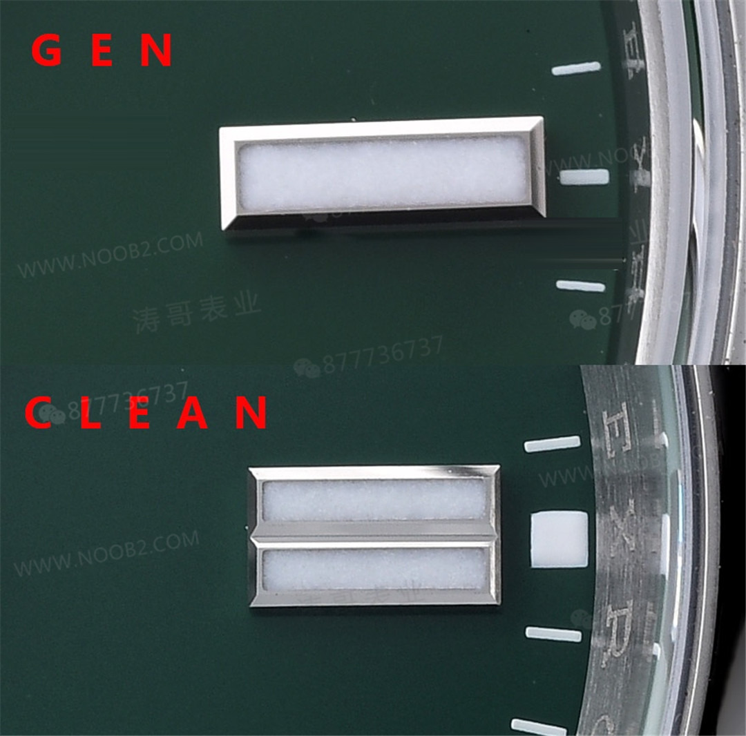 Gerçek-replika karşılaştırması: Clean Rolex Oyster Perpetual yeşil kadranda renk farkı olur mu? — 7. fotoğraf