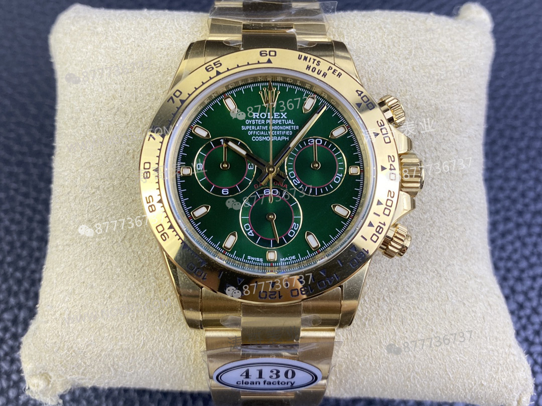 Gerçek-replika karşılaştırması: Clean Rolex yeşil-altın Daytona — 1. fotoğraf