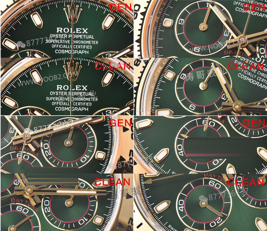Gerçek-replika karşılaştırması: Clean Rolex yeşil-altın Daytona — 4. fotoğraf