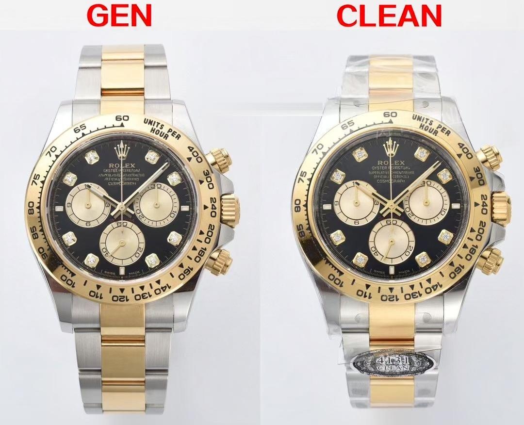 Gerçek-replika karşılaştırması: Clean/Clean iki renkli altın Daytona 4131 mekanizmalı 126503 — 1. fotoğraf