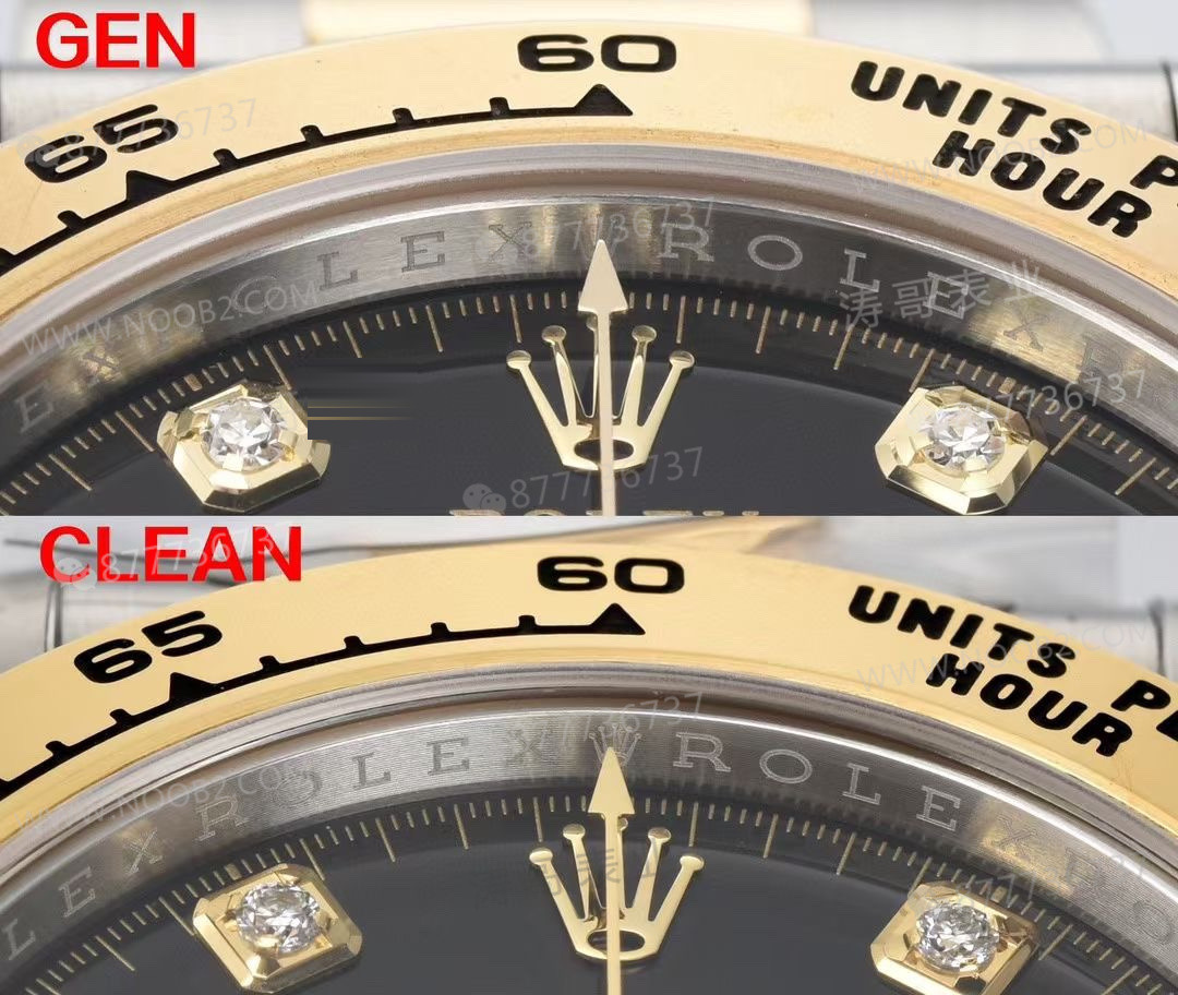 Gerçek-replika karşılaştırması: Clean/Clean iki renkli altın Daytona 4131 mekanizmalı 126503 — 6. fotoğraf